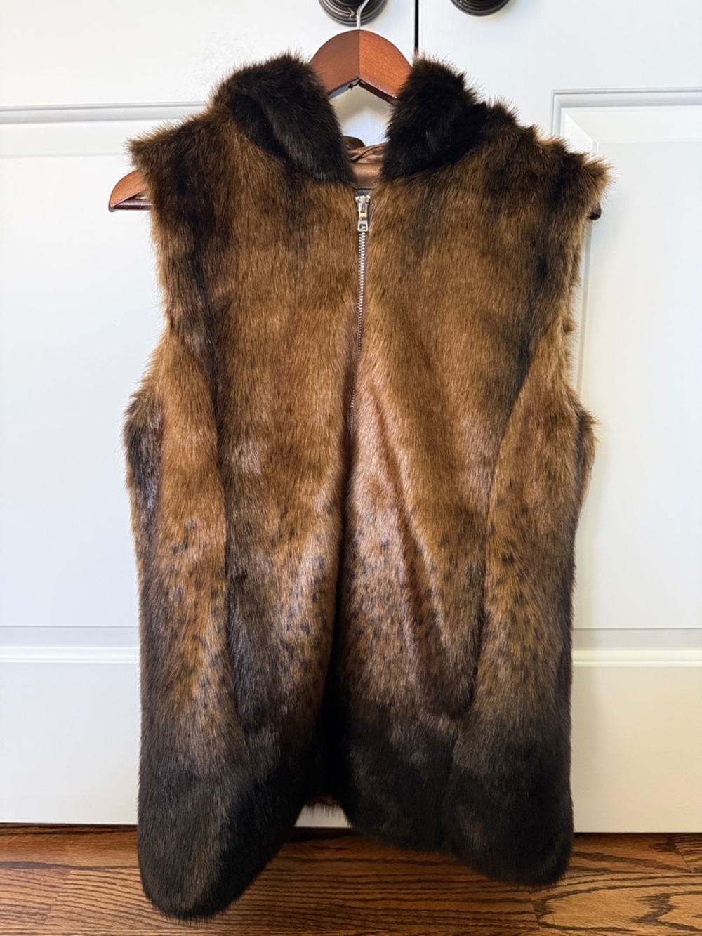 Faux Fur Brown Hooded Vest